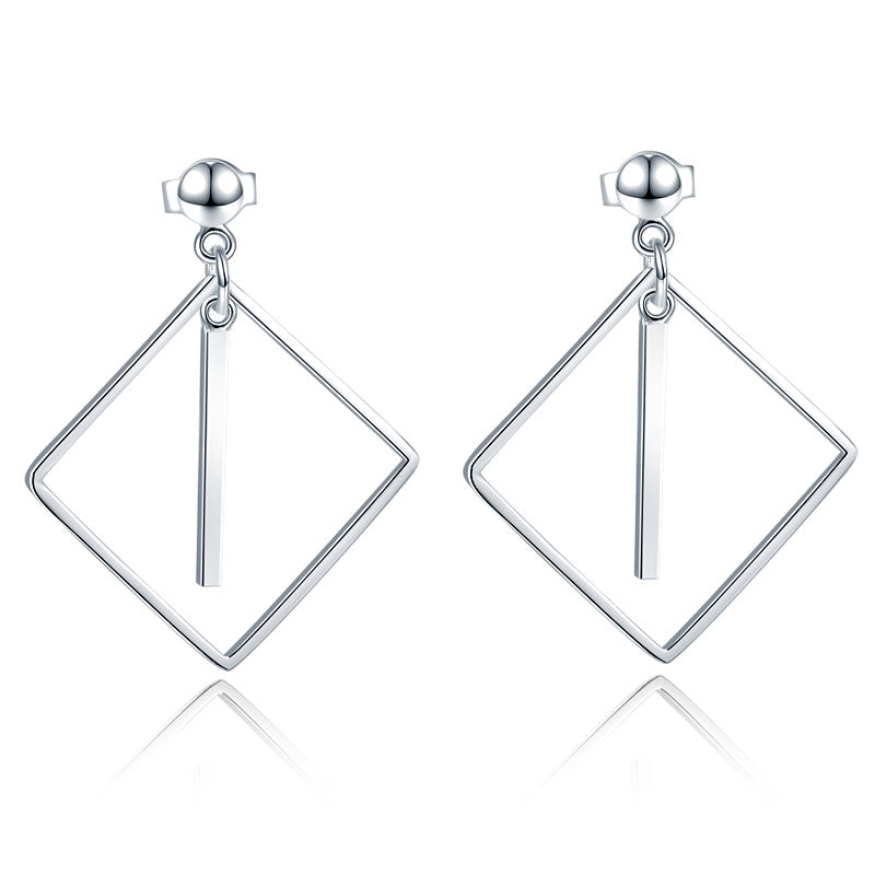 925 Sterling Silver Dangle Square Earrings 925 Sterling Silver Dangle Square Earrings