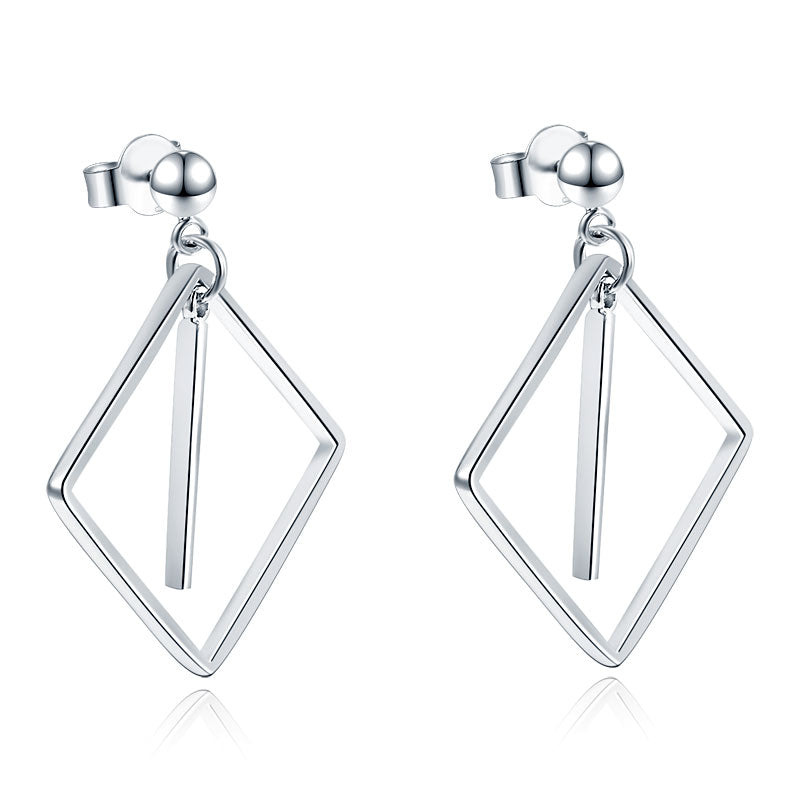 925 Sterling Silver Dangle Square Earrings 925 Sterling Silver Dangle Square Earrings