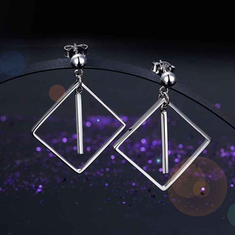 925 Sterling Silver Dangle Square Earrings 925 Sterling Silver Dangle Square Earrings