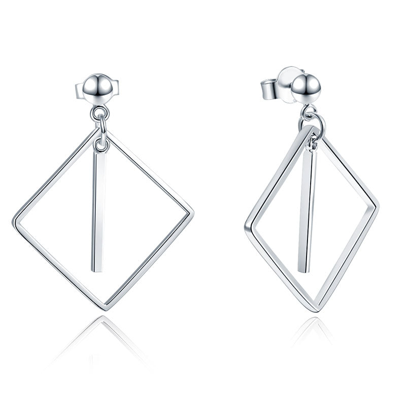 925 Sterling Silver Dangle Square Earrings 925 Sterling Silver Dangle Square Earrings