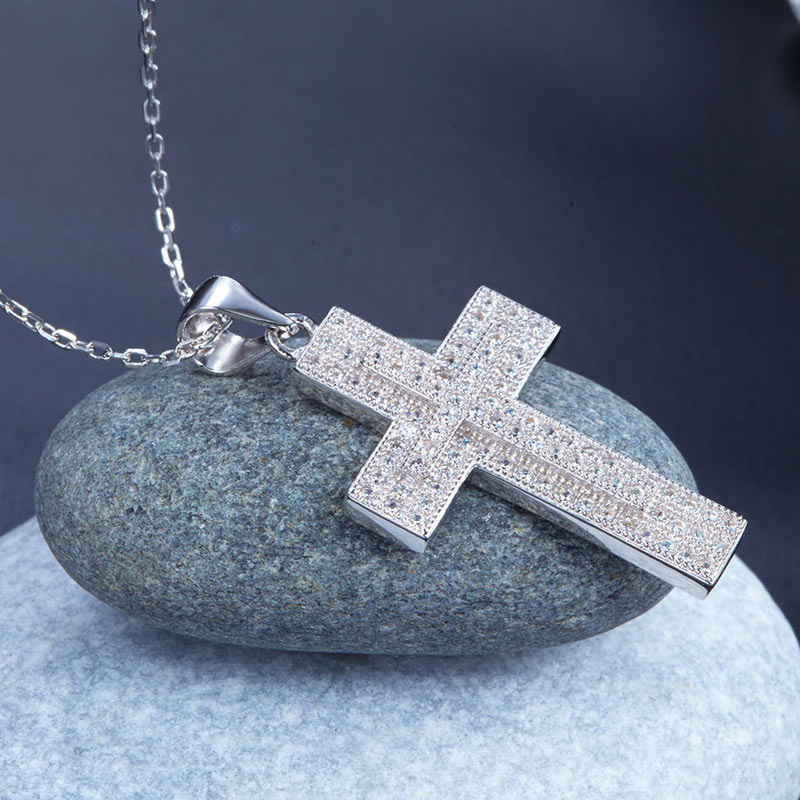 Micro Setting Cubic Zirconia 925 Sterling Silver Cross Pendant Necklace Micro Setting Cubic Zirconia 925 Sterling Silver Cross Pendant Necklace