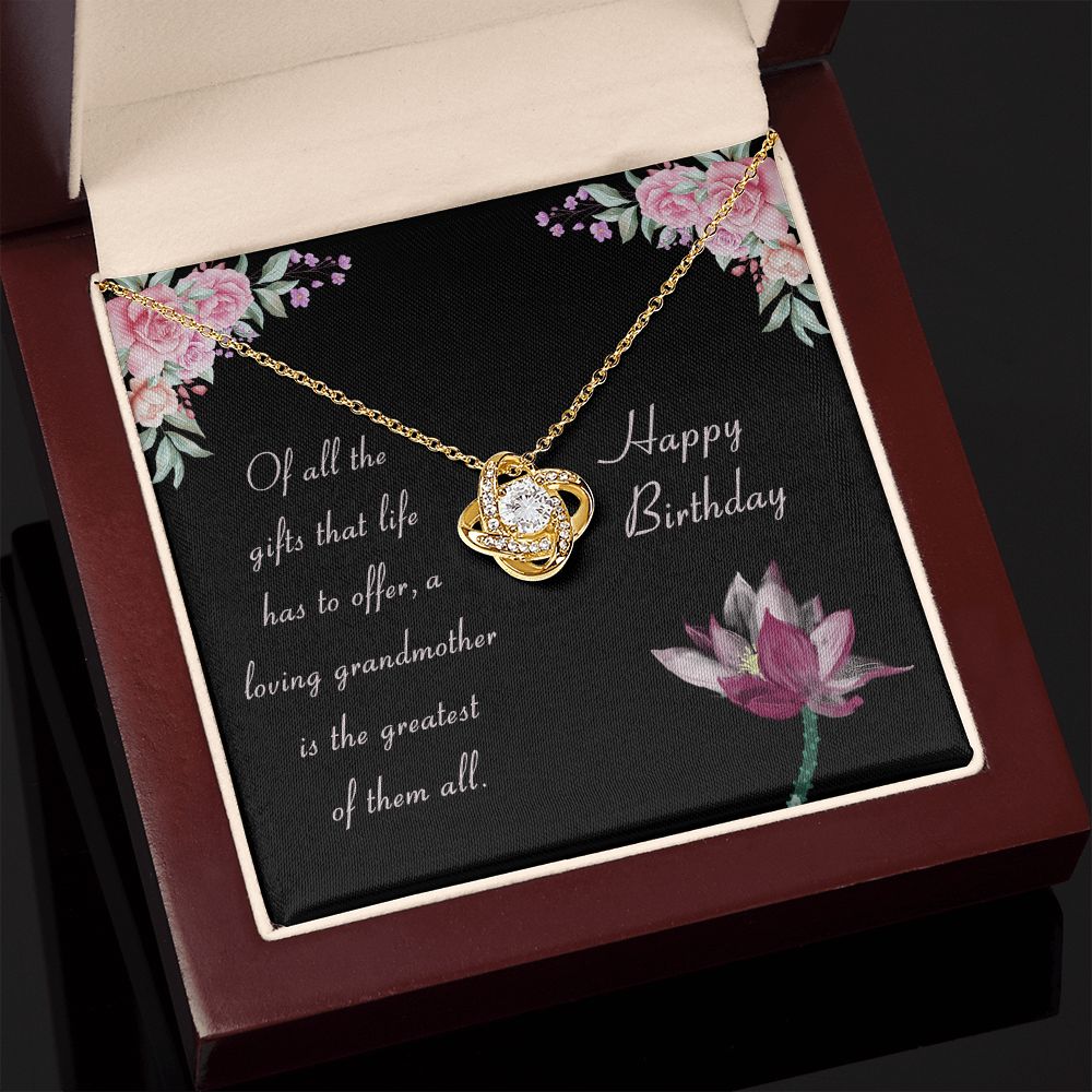 Loving Grandmother Happy Birthday Love Knot Necklace Loving Grandmother Happy Birthday Love Knot Necklace