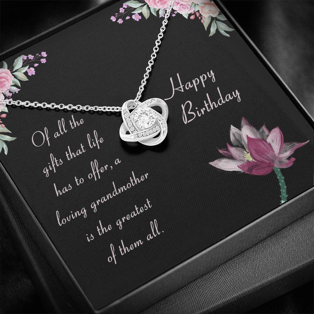 Loving Grandmother Happy Birthday Love Knot Necklace Loving Grandmother Happy Birthday Love Knot Necklace