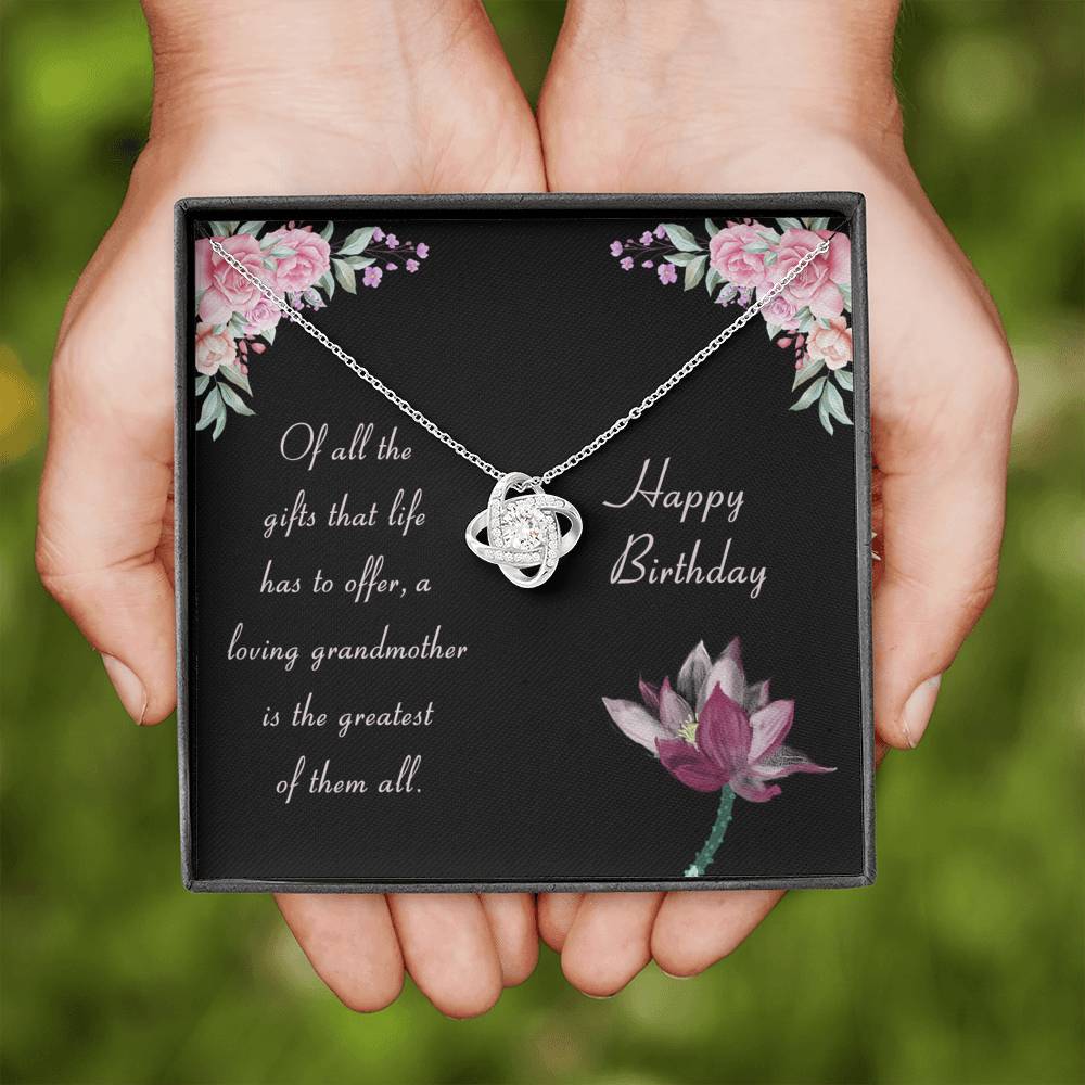 Loving Grandmother Happy Birthday Love Knot Necklace Loving Grandmother Happy Birthday Love Knot Necklace