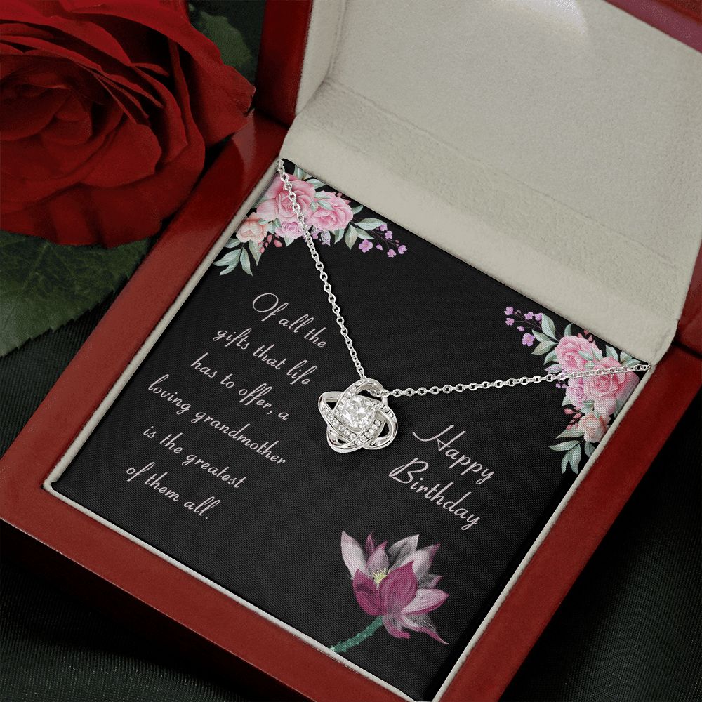 Loving Grandmother Happy Birthday Love Knot Necklace Loving Grandmother Happy Birthday Love Knot Necklace