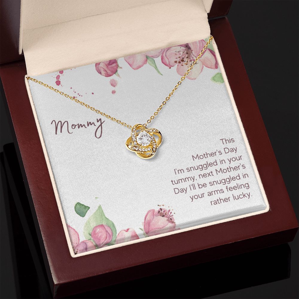 Mommy Snuggled in Your Tummy Love Knot Necklace Mommy Snuggled in Your Tummy Love Knot Necklace