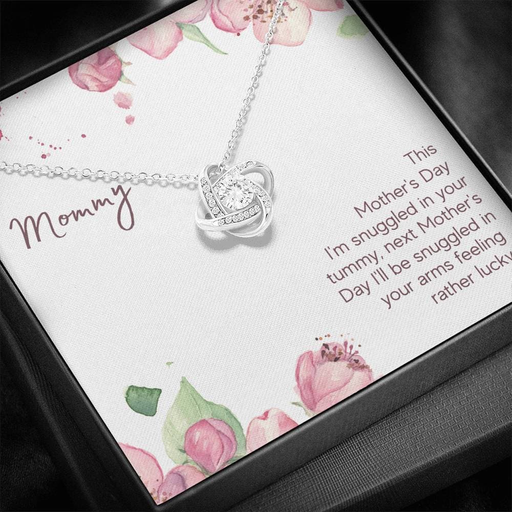Mommy Snuggled in Your Tummy Love Knot Necklace Mommy Snuggled in Your Tummy Love Knot Necklace
