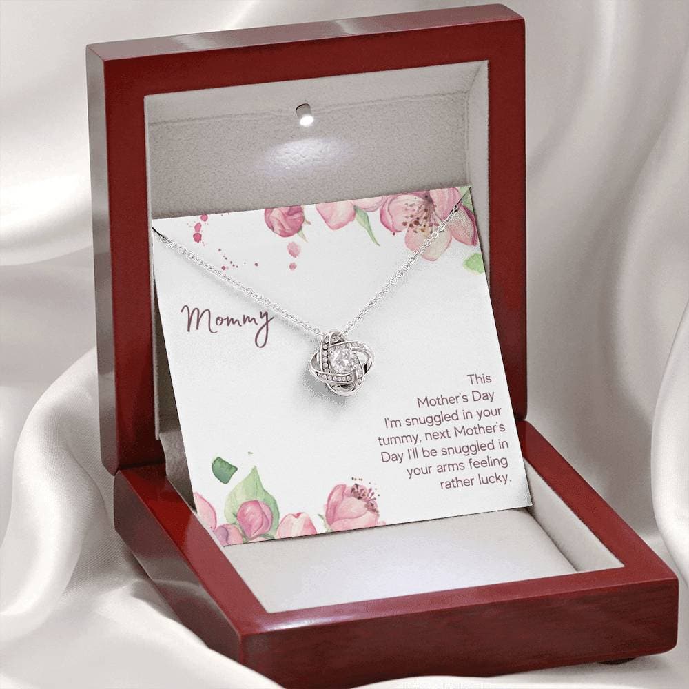 Mommy Snuggled in Your Tummy Love Knot Necklace Mommy Snuggled in Your Tummy Love Knot Necklace