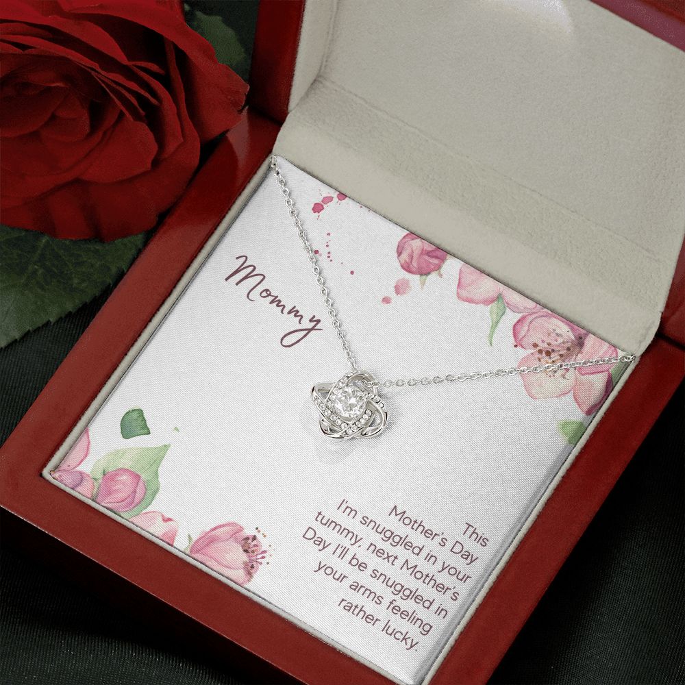 Mommy Snuggled in Your Tummy Love Knot Necklace Mommy Snuggled in Your Tummy Love Knot Necklace