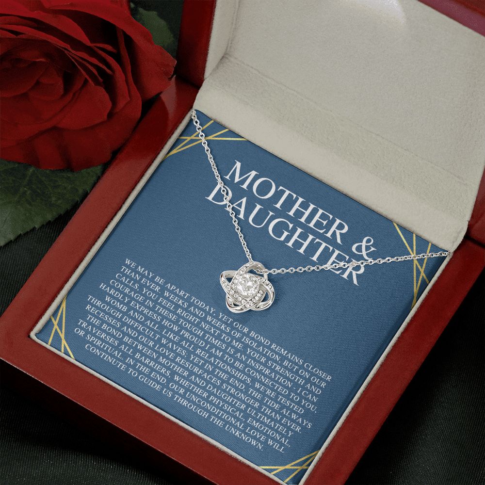Mother & Daughter We May Be Apart Love Knot Necklace Mother & Daughter We May Be Apart Love Knot Necklace