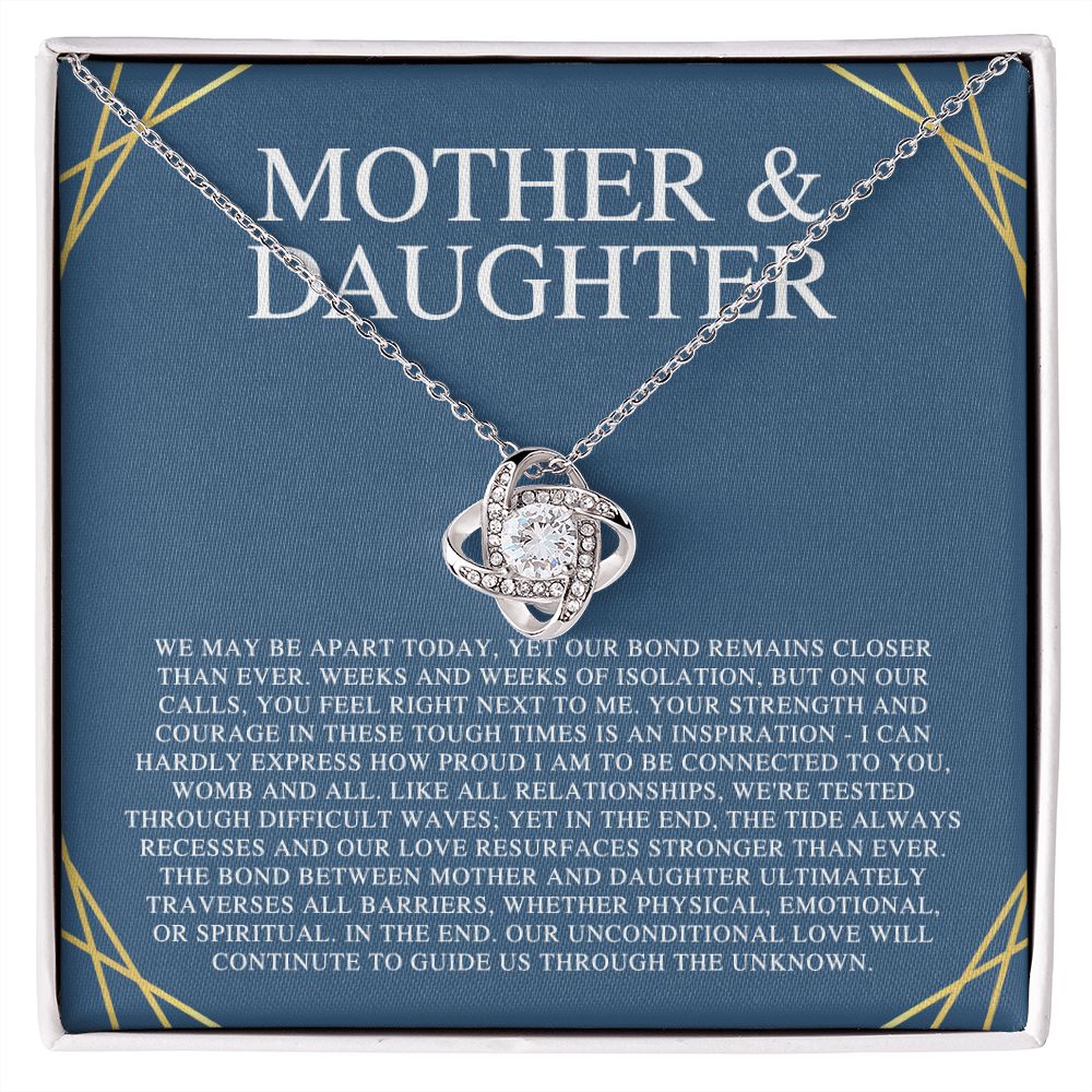 Mother & Daughter We May Be Apart Love Knot Necklace Mother & Daughter We May Be Apart Love Knot Necklace