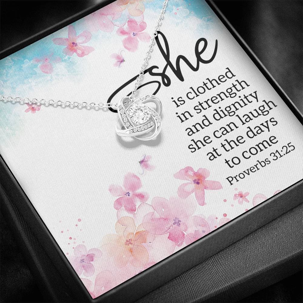 She is Clothed in Strength Love Knot Necklace She is Clothed in Strength Love Knot Necklace