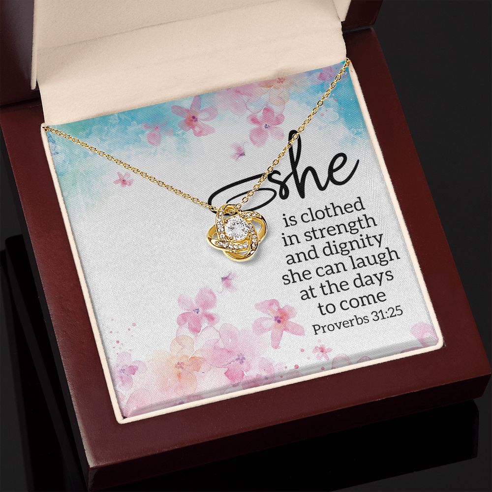 She is Clothed in Strength Love Knot Necklace She is Clothed in Strength Love Knot Necklace