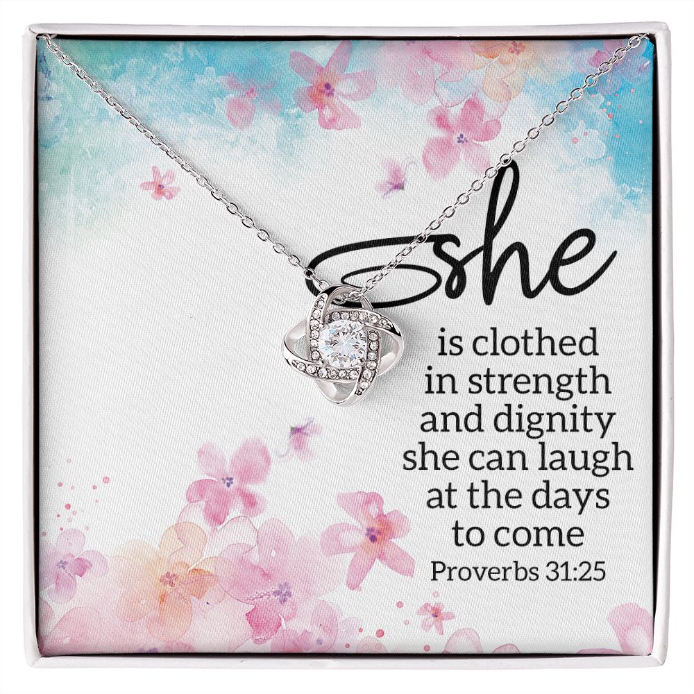 She is Clothed in Strength Love Knot Necklace She is Clothed in Strength Love Knot Necklace
