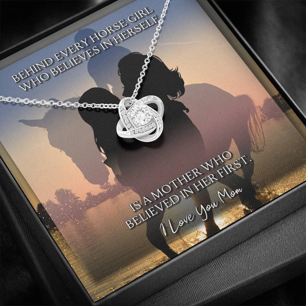 To Mom Behind Every Horse Girl Love Knot Necklace To Mom Behind Every Horse Girl Love Knot Necklace