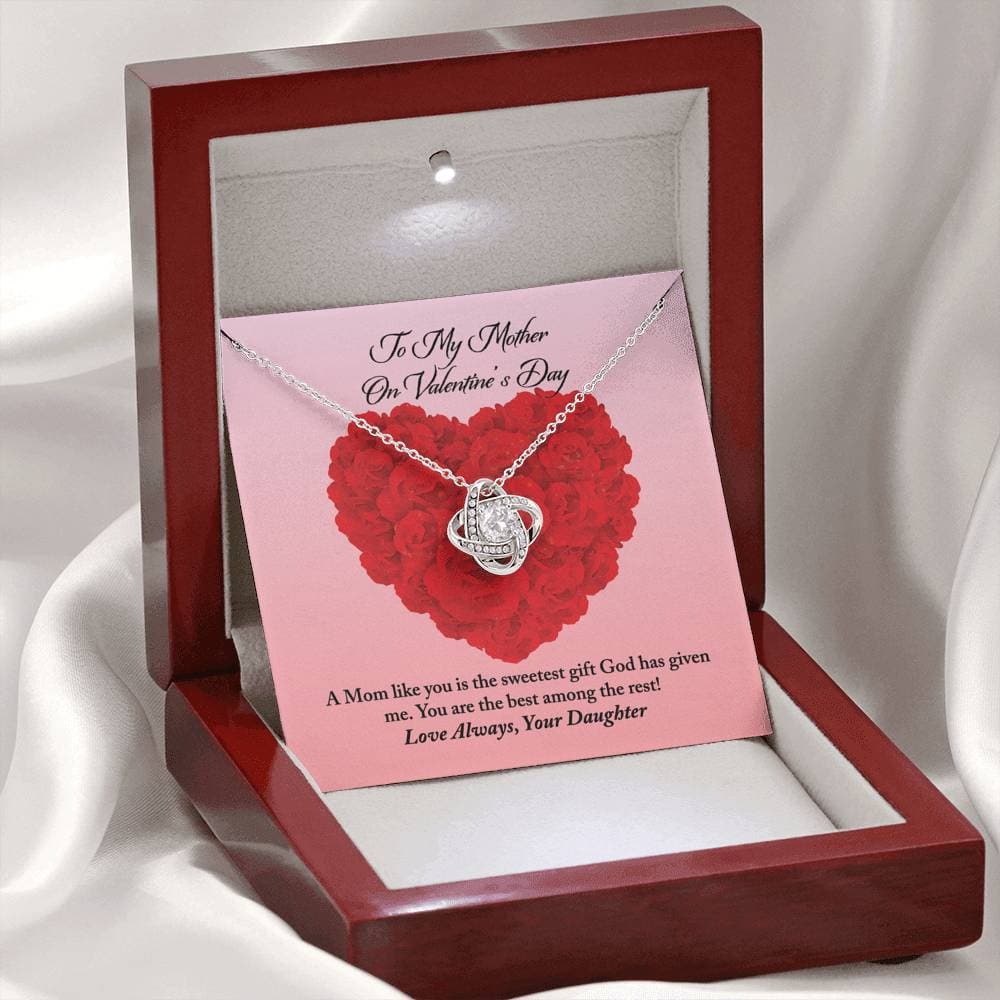 To Mother from Daughter Valentine's Day Love Knot Necklace To Mother from Daughter Valentine's Day Love Knot Necklace