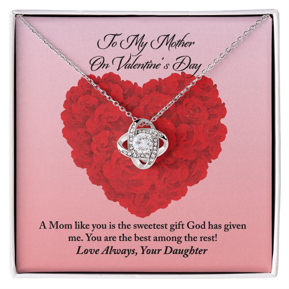 To Mother from Daughter Valentine's Day Love Knot Necklace To Mother from Daughter Valentine's Day Love Knot Necklace