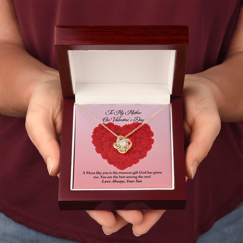To Mother from Son Valentine's Day Love Knot Necklace To Mother from Son Valentine's Day Love Knot Necklace