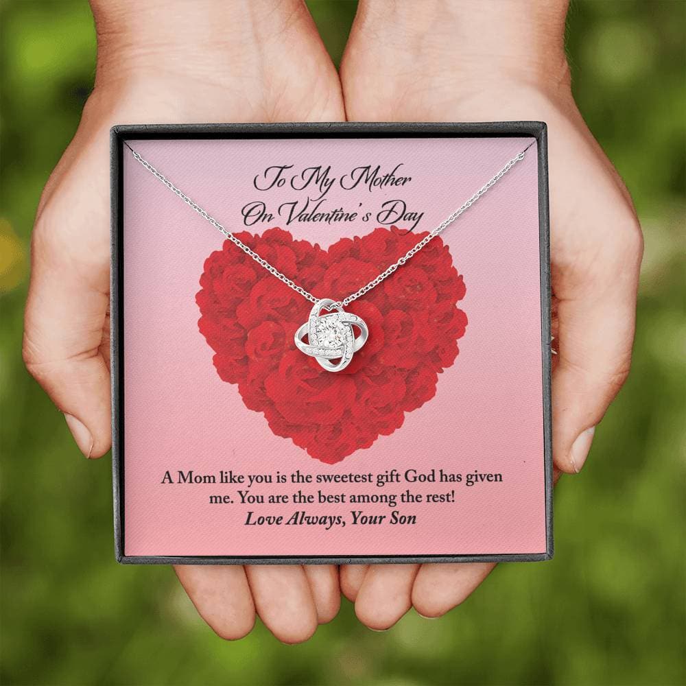 To Mother from Son Valentine's Day Love Knot Necklace To Mother from Son Valentine's Day Love Knot Necklace