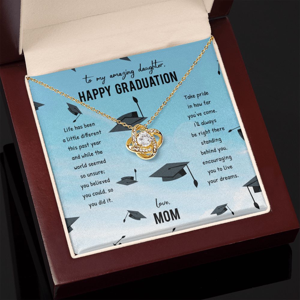 To My Amazing Daughter Happy Graduation Love Mom Love Knot Necklace To My Amazing Daughter Happy Graduation Love Mom Love Knot Necklace