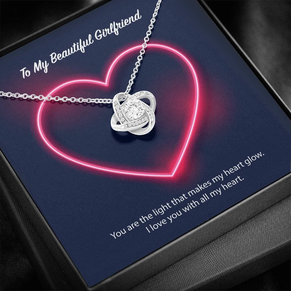 To My Beautiful Girlfriend Neon Heart Love Knot Necklace To My Beautiful Girlfriend Neon Heart Love Knot Necklace