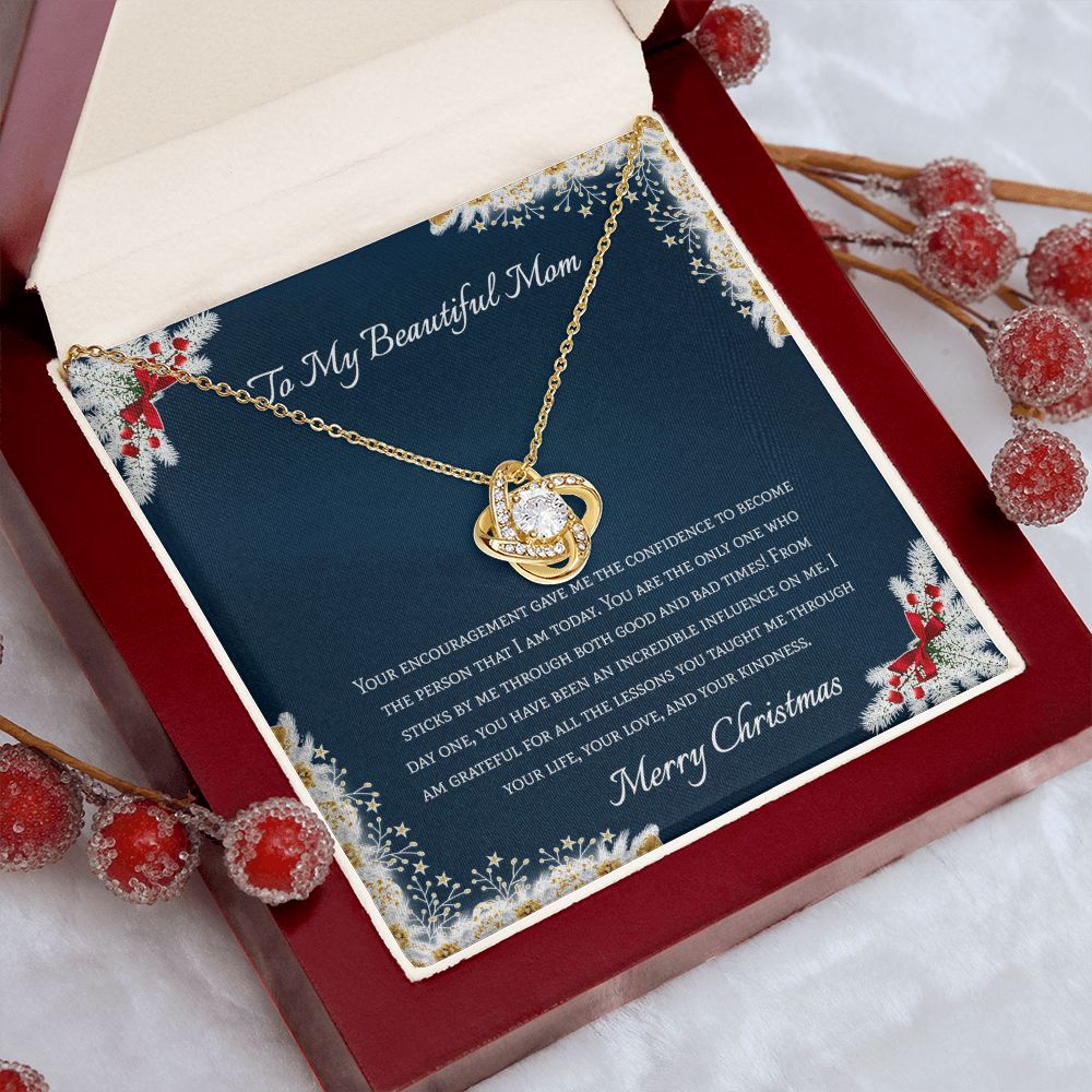To My Beautiful Mom Merry Christmas Love Knot Necklace To My Beautiful Mom Merry Christmas Love Knot Necklace
