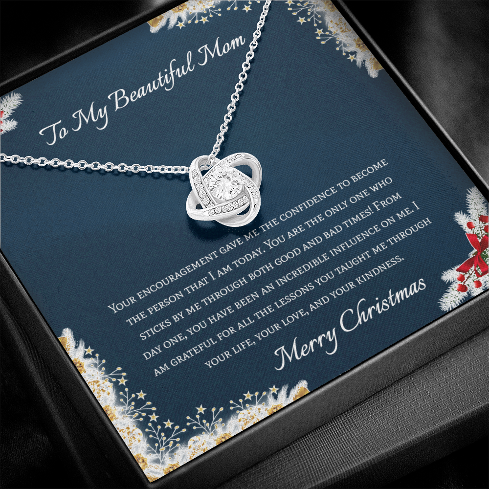 To My Beautiful Mom Merry Christmas Love Knot Necklace To My Beautiful Mom Merry Christmas Love Knot Necklace