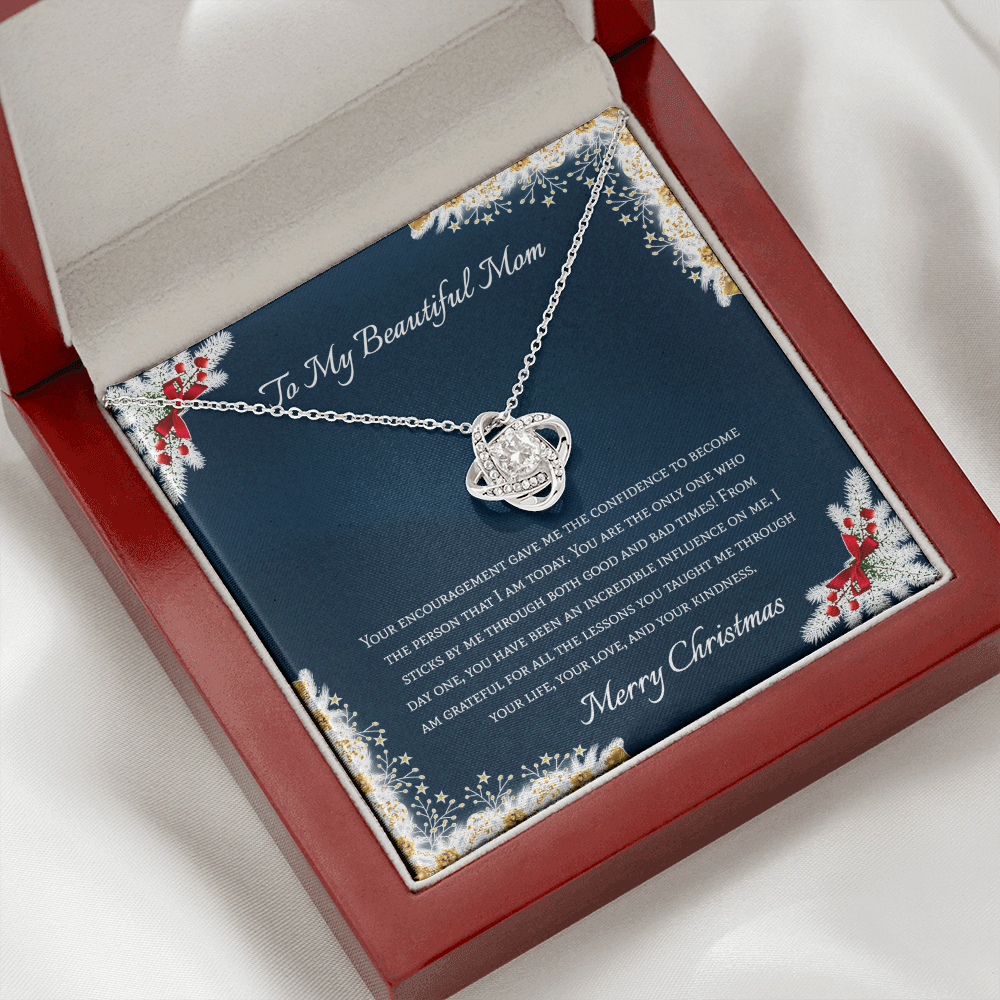 To My Beautiful Mom Merry Christmas Love Knot Necklace To My Beautiful Mom Merry Christmas Love Knot Necklace