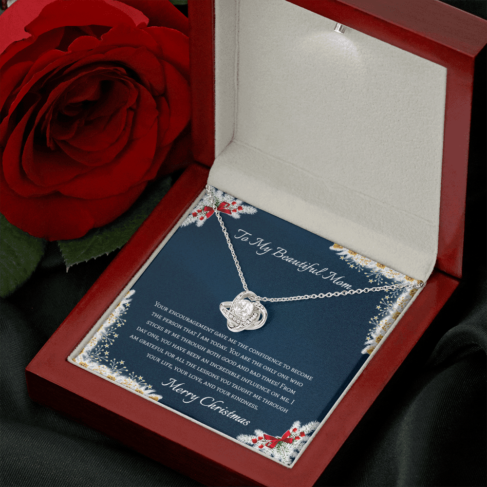 To My Beautiful Mom Merry Christmas Love Knot Necklace To My Beautiful Mom Merry Christmas Love Knot Necklace