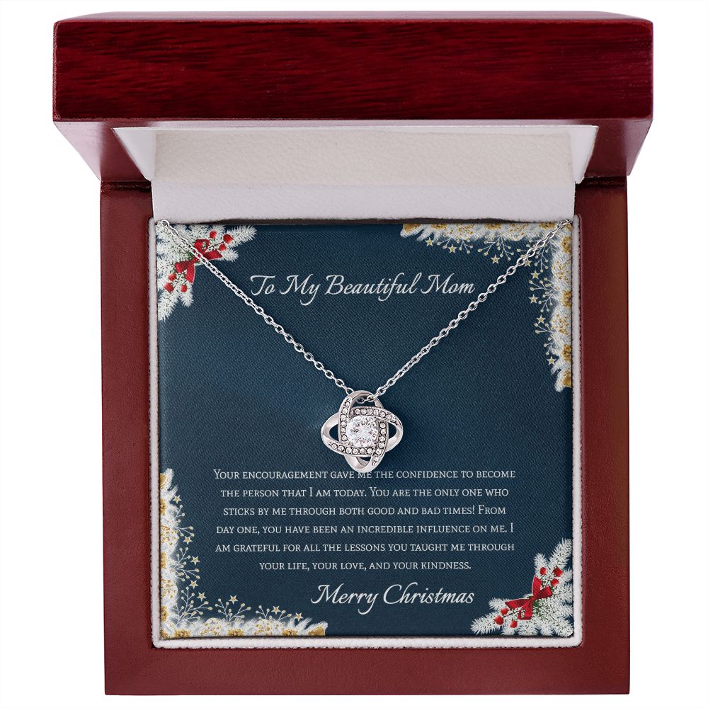 To My Beautiful Mom Merry Christmas Love Knot Necklace To My Beautiful Mom Merry Christmas Love Knot Necklace