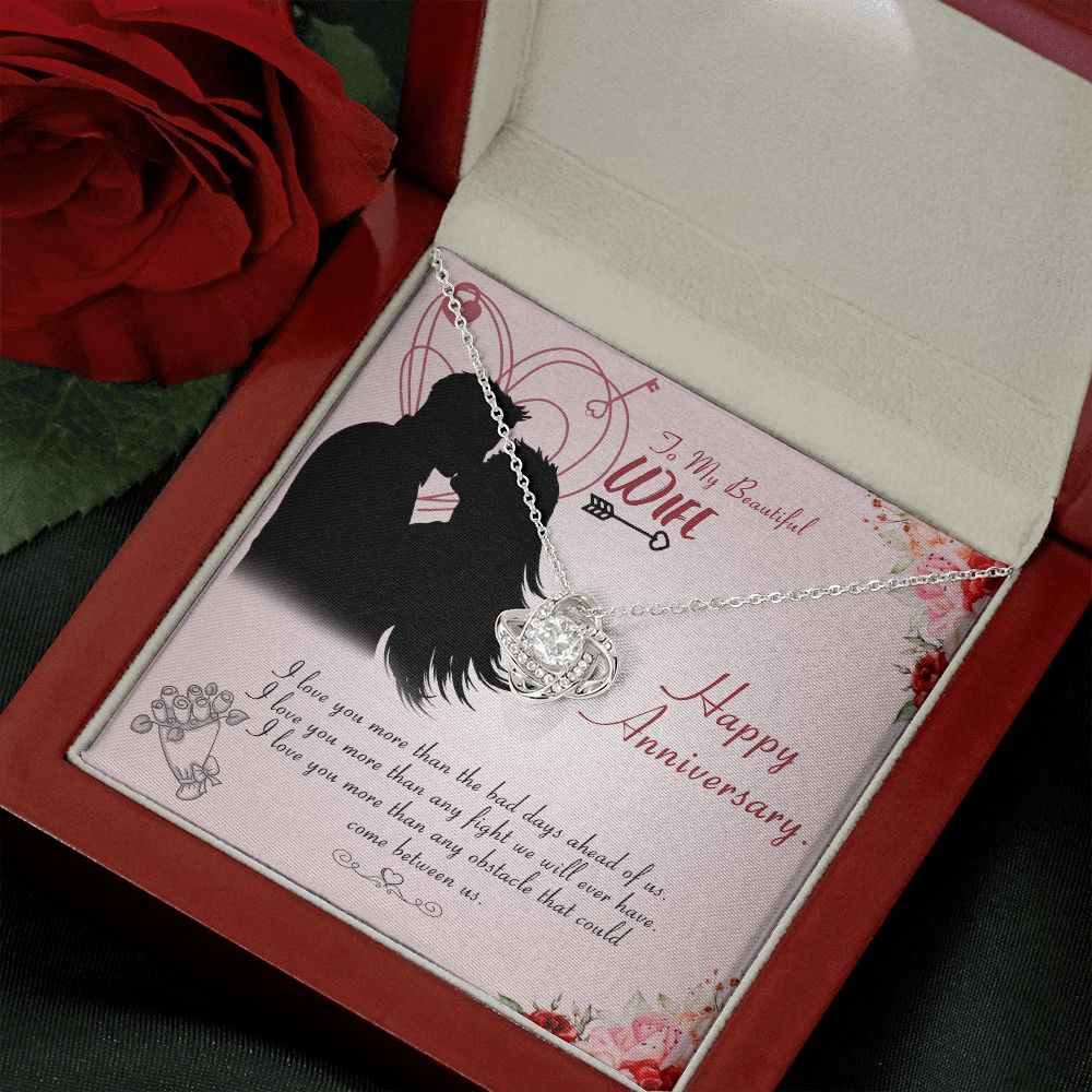 To My Beautiful Wife Happy Anniversary Love Knot Necklace To My Beautiful Wife Happy Anniversary Love Knot Necklace