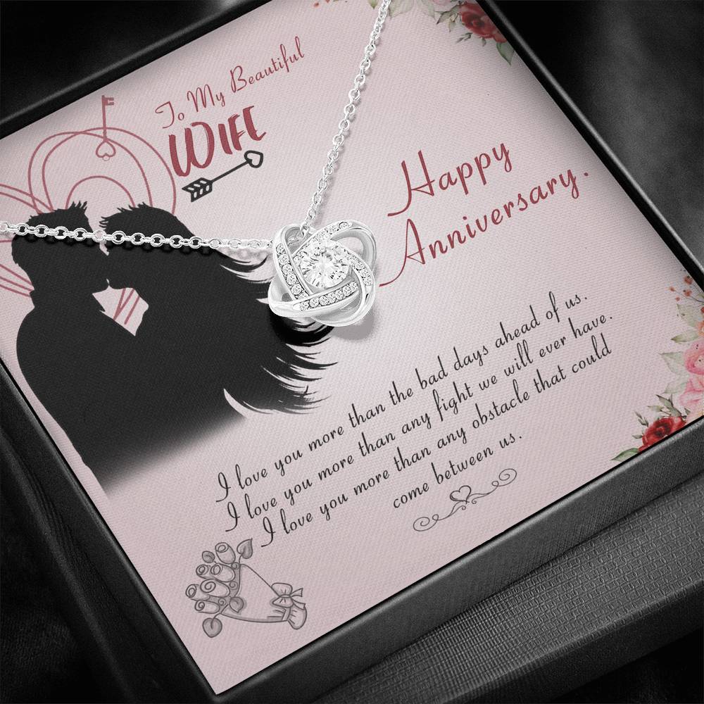 To My Beautiful Wife Happy Anniversary Love Knot Necklace To My Beautiful Wife Happy Anniversary Love Knot Necklace