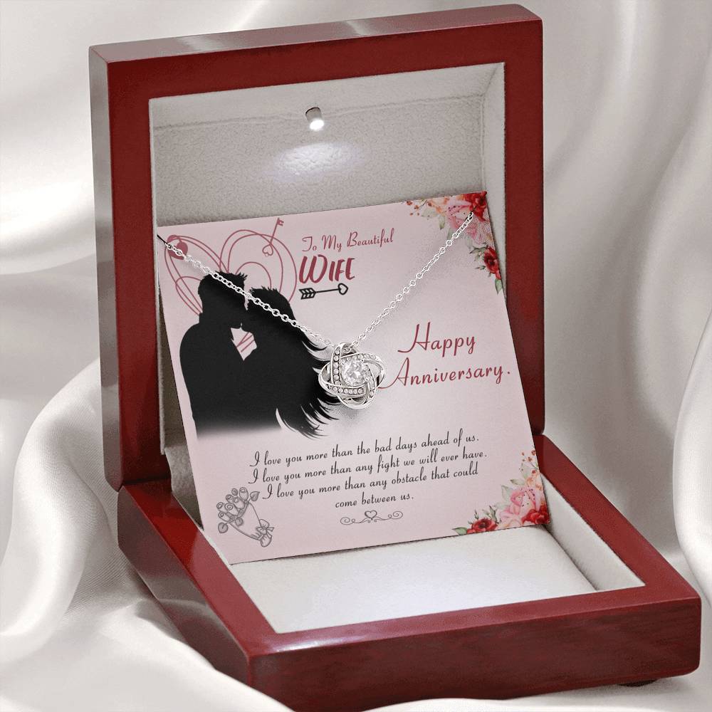 To My Beautiful Wife Happy Anniversary Love Knot Necklace To My Beautiful Wife Happy Anniversary Love Knot Necklace