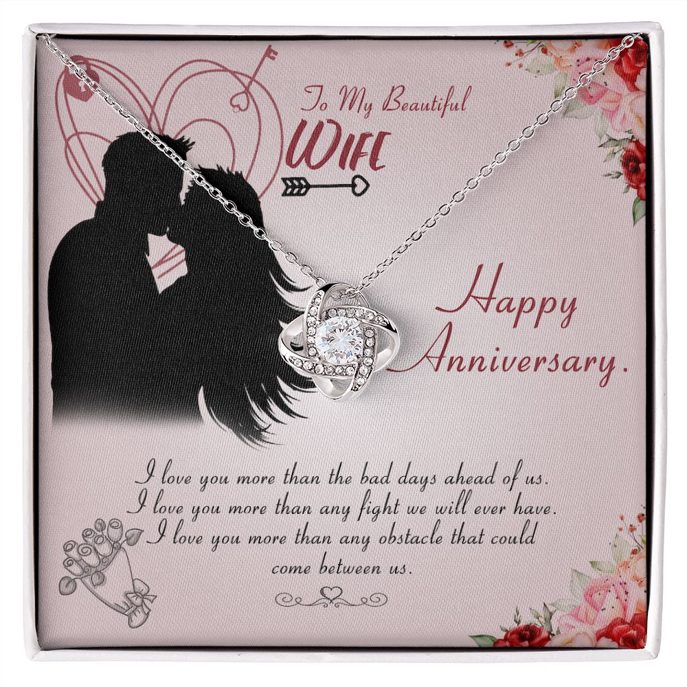 To My Beautiful Wife Happy Anniversary Love Knot Necklace To My Beautiful Wife Happy Anniversary Love Knot Necklace