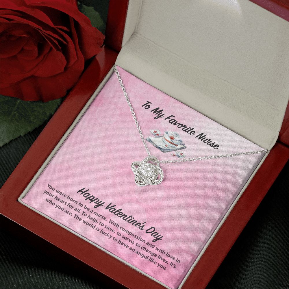 To My Favorite Nurse Valentine's Day Love Knot Necklace To My Favorite Nurse Valentine's Day Love Knot Necklace