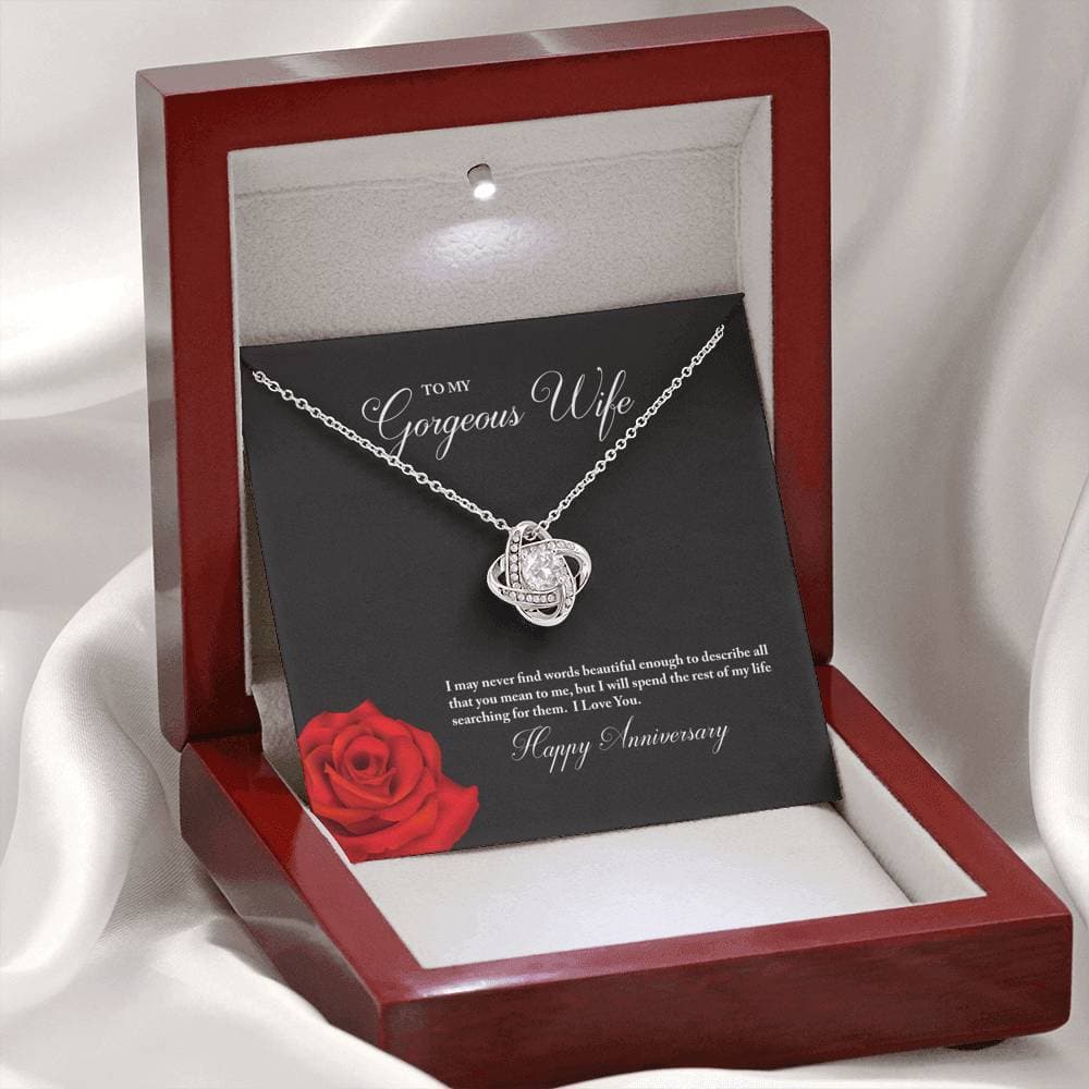 To My Gorgeous Wife Happy Anniversary Love Knot Necklace To My Gorgeous Wife Happy Anniversary Love Knot Necklace