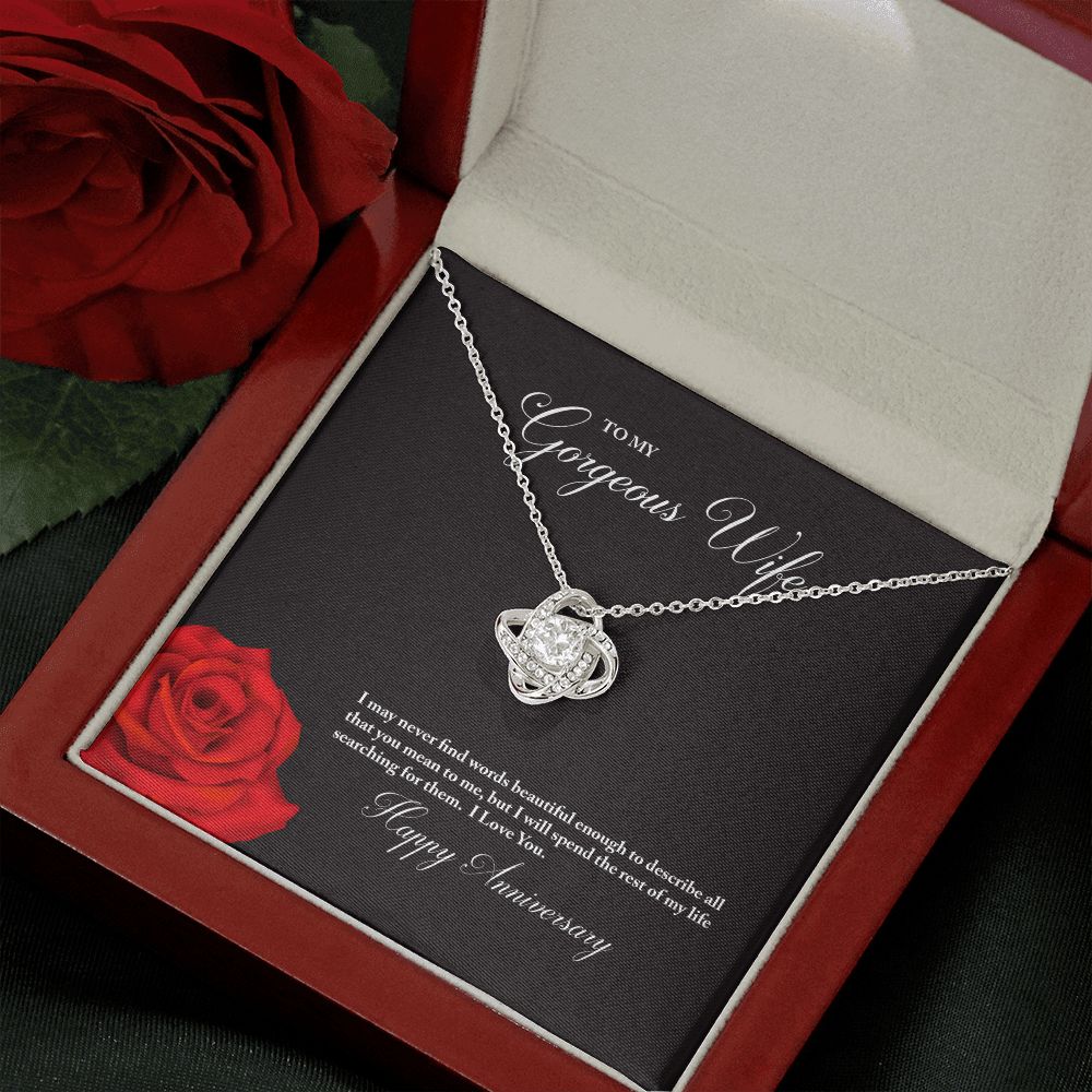 To My Gorgeous Wife Happy Anniversary Love Knot Necklace To My Gorgeous Wife Happy Anniversary Love Knot Necklace