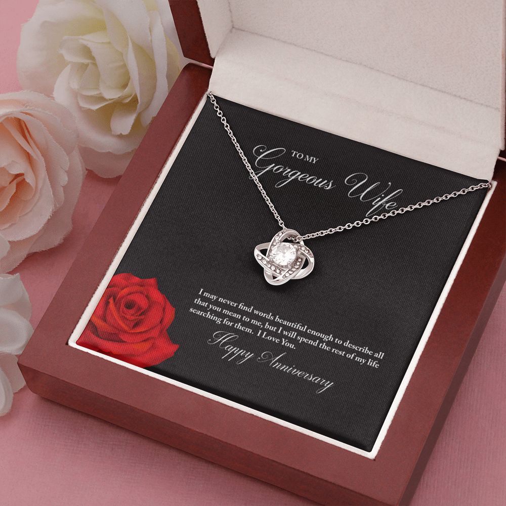 To My Gorgeous Wife Happy Anniversary Love Knot Necklace To My Gorgeous Wife Happy Anniversary Love Knot Necklace
