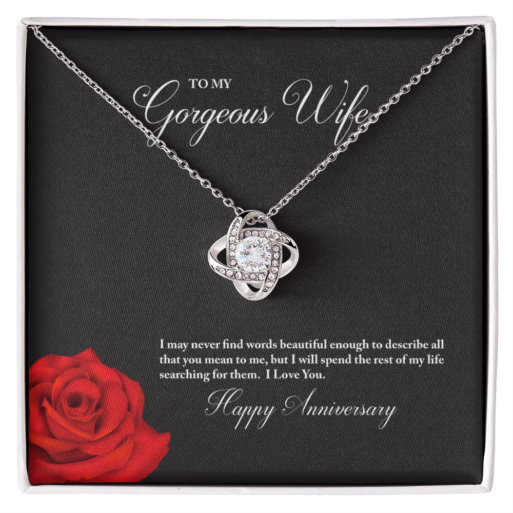 To My Gorgeous Wife Happy Anniversary Love Knot Necklace To My Gorgeous Wife Happy Anniversary Love Knot Necklace