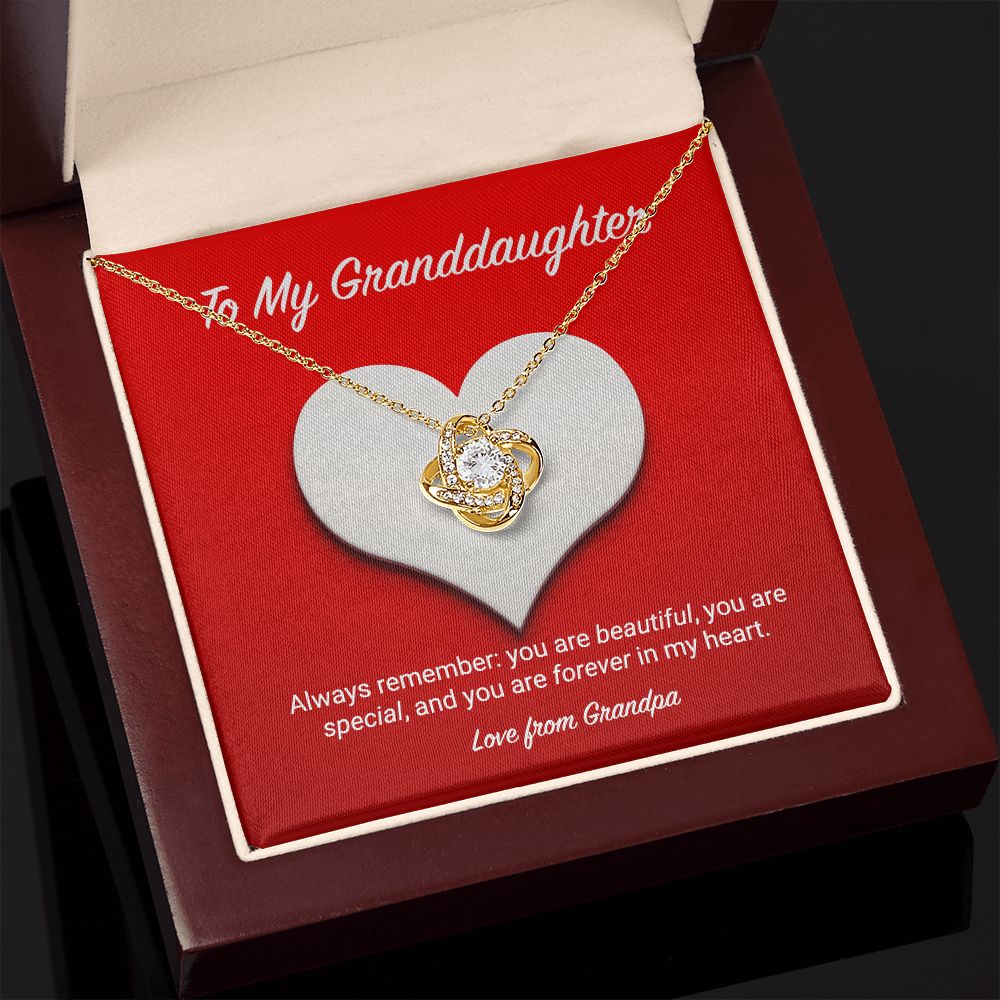To My Granddaughter from Grandpa Love Knot Necklace To My Granddaughter from Grandpa Love Knot Necklace