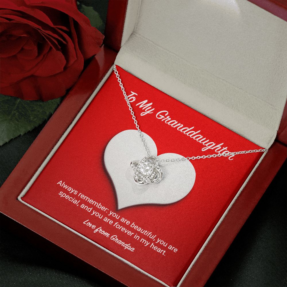 To My Granddaughter from Grandpa Love Knot Necklace To My Granddaughter from Grandpa Love Knot Necklace