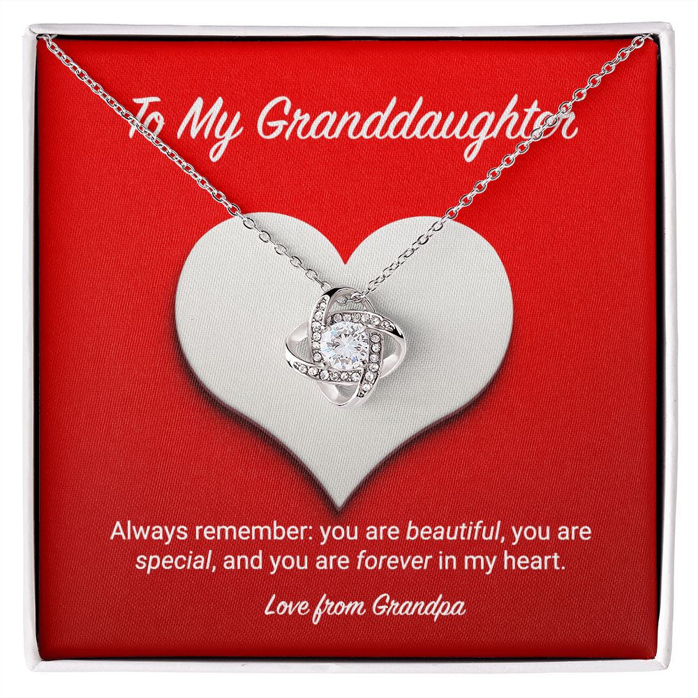 To My Granddaughter from Grandpa Love Knot Necklace To My Granddaughter from Grandpa Love Knot Necklace