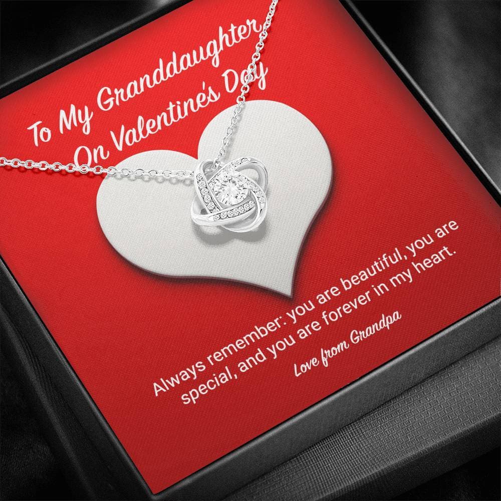 To My Granddaughter from Grandpa Valentine's Day Love Knot Necklace To My Granddaughter from Grandpa Valentine's Day Love Knot Necklace