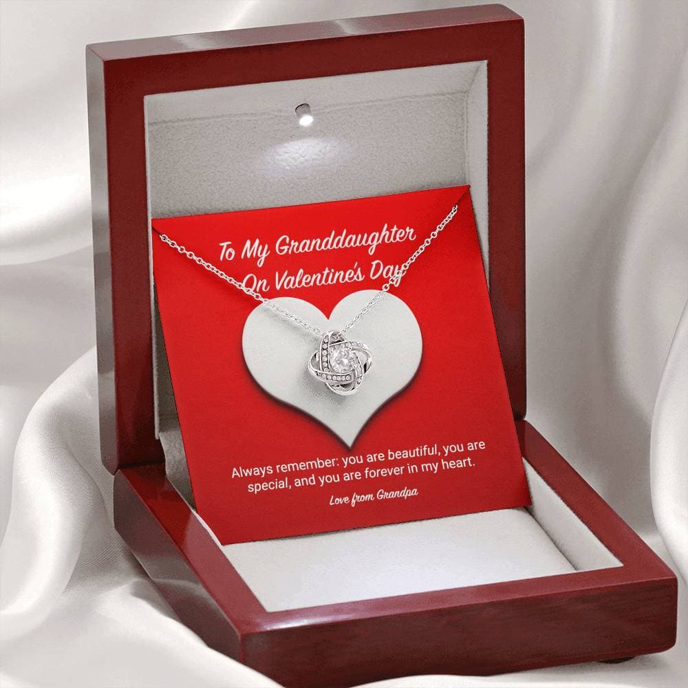 To My Granddaughter from Grandpa Valentine's Day Love Knot Necklace To My Granddaughter from Grandpa Valentine's Day Love Knot Necklace