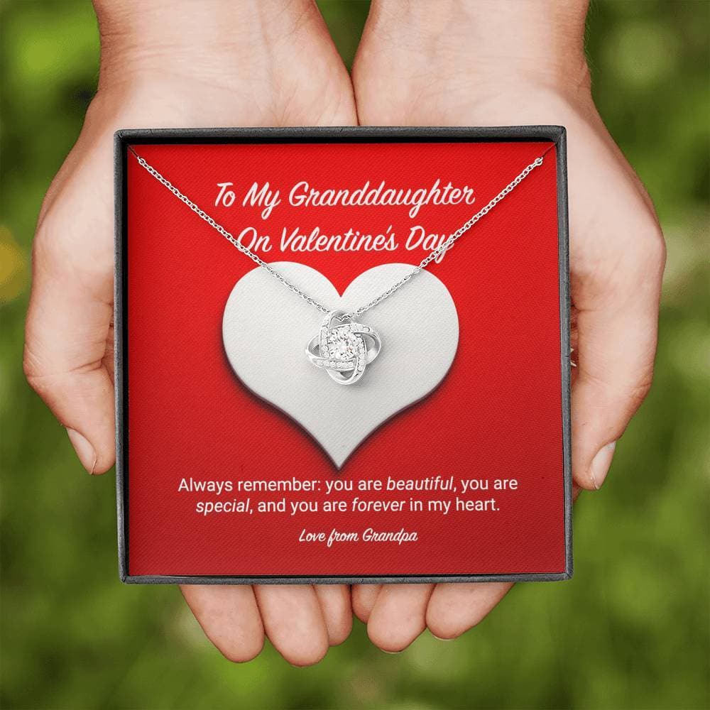 To My Granddaughter from Grandpa Valentine's Day Love Knot Necklace To My Granddaughter from Grandpa Valentine's Day Love Knot Necklace