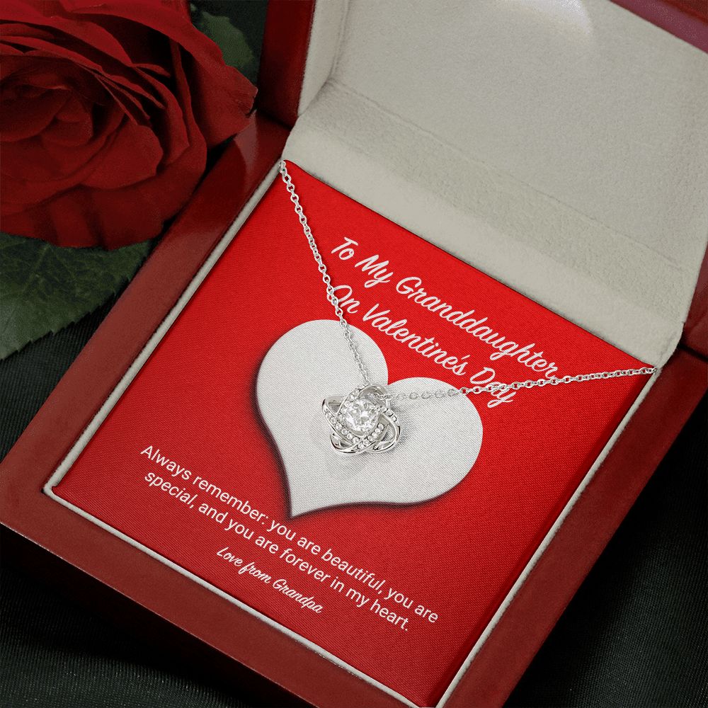 To My Granddaughter from Grandpa Valentine's Day Love Knot Necklace To My Granddaughter from Grandpa Valentine's Day Love Knot Necklace