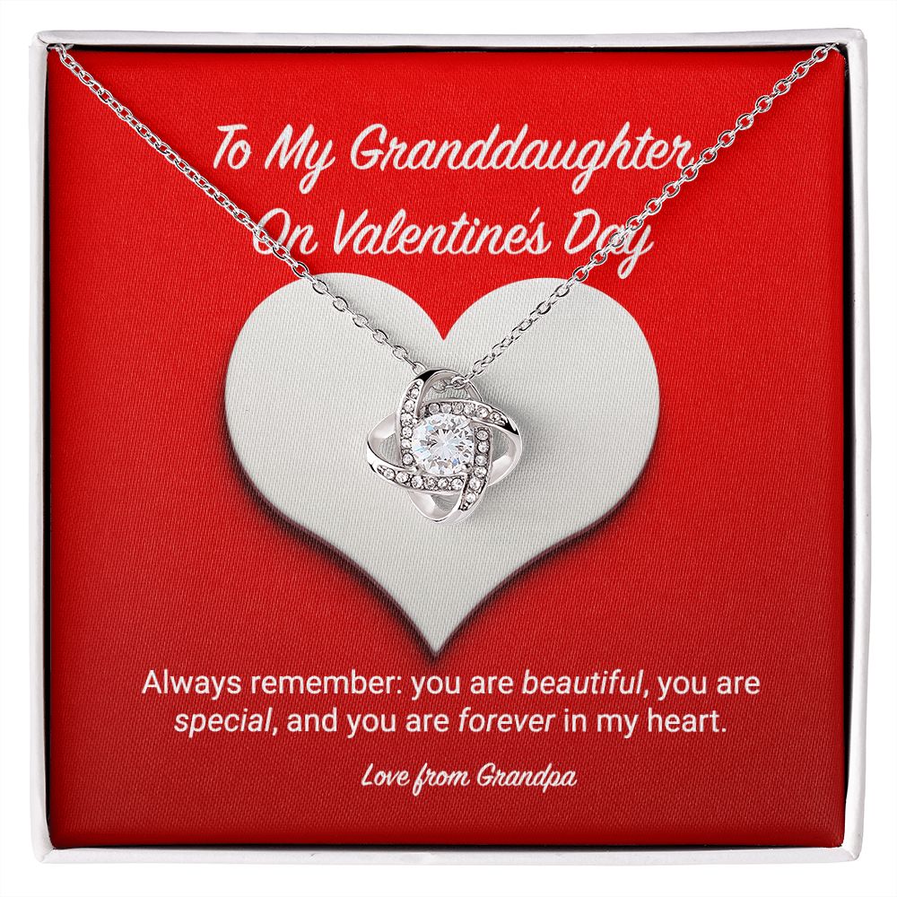 To My Granddaughter from Grandpa Valentine's Day Love Knot Necklace To My Granddaughter from Grandpa Valentine's Day Love Knot Necklace