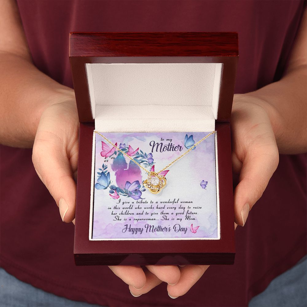 To My Mother I Give A Tribute Love Knot Necklace To My Mother I Give A Tribute Love Knot Necklace