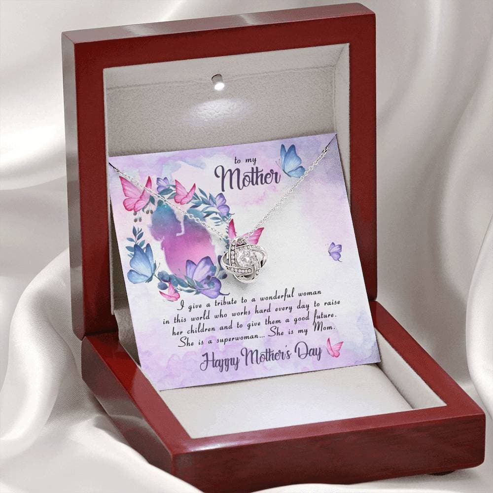 To My Mother I Give A Tribute Love Knot Necklace To My Mother I Give A Tribute Love Knot Necklace