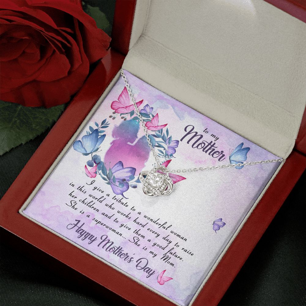 To My Mother I Give A Tribute Love Knot Necklace To My Mother I Give A Tribute Love Knot Necklace